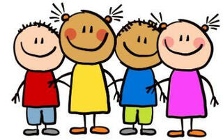Cartoonish rendering of a group of children